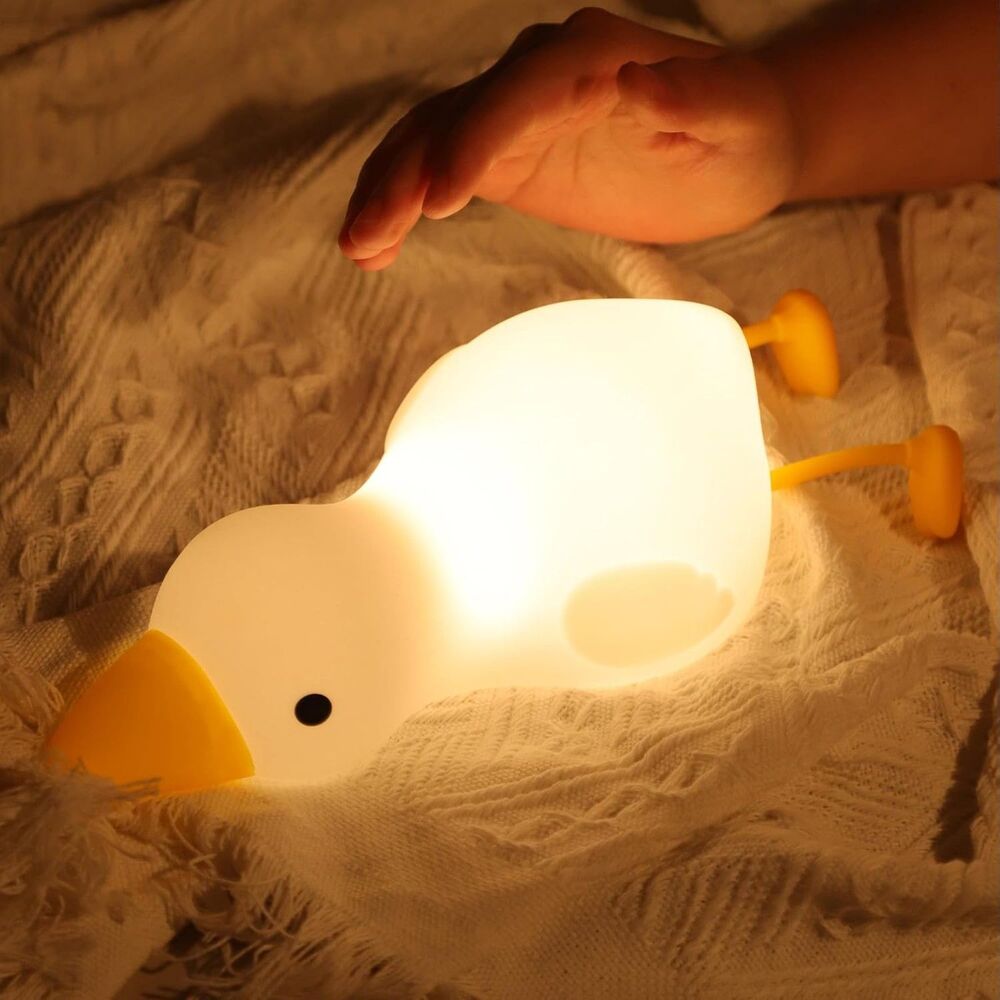 2in1 Lying Goose Night Light & Phone Holder, Rechargeable Dimmable Squishy Lamp